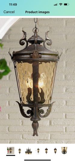 John Timberland Casa Marseille European Outdoor Ceiling Light Hanging Bronze Scroll