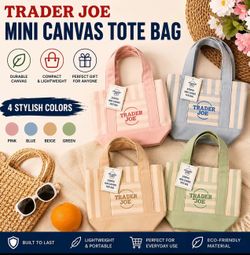 Trader Joe's Striped Canvas Mini Tote Set