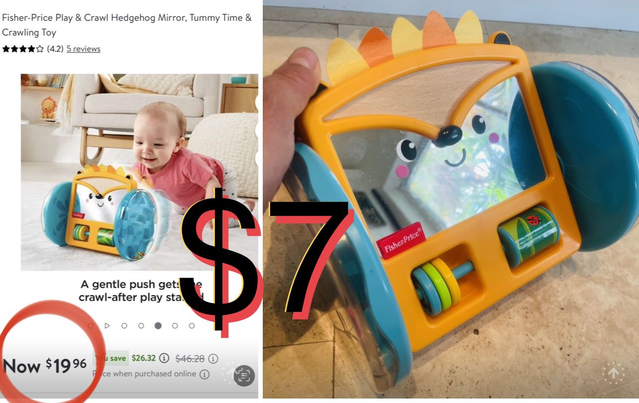$7 Fishet Price Crawl Hedgehog Mirror,Tummy Time & Crawling Toy
