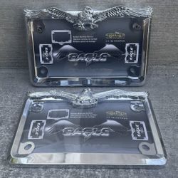 Lot Of (2) Cruiser Accessories Chrome Eagle Motorcycle License Frame New Sealed