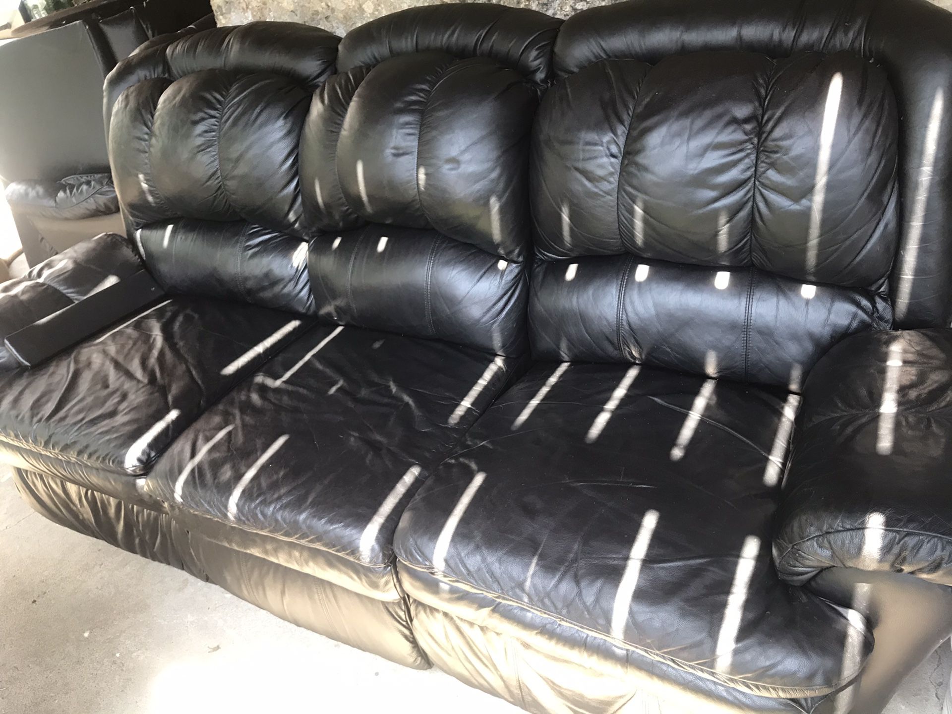 3 piece leather couch set. Recliner