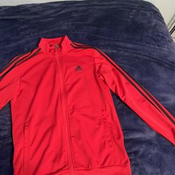 Adidas Zip Up Jacket, Red & Black, Men Small