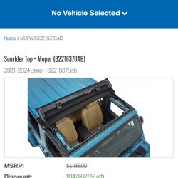 2018 -2024 Sunrider Soft Top By Mopar