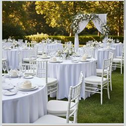 Fitable 6 Pack White Tablecloths for Round Tables - 108 Inches in Diameter - Stain Resistant and Washable Table Clothes, Polyester Fabric Table Covers