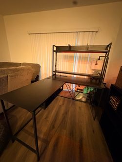 Black Corner/ Straight Office Desk