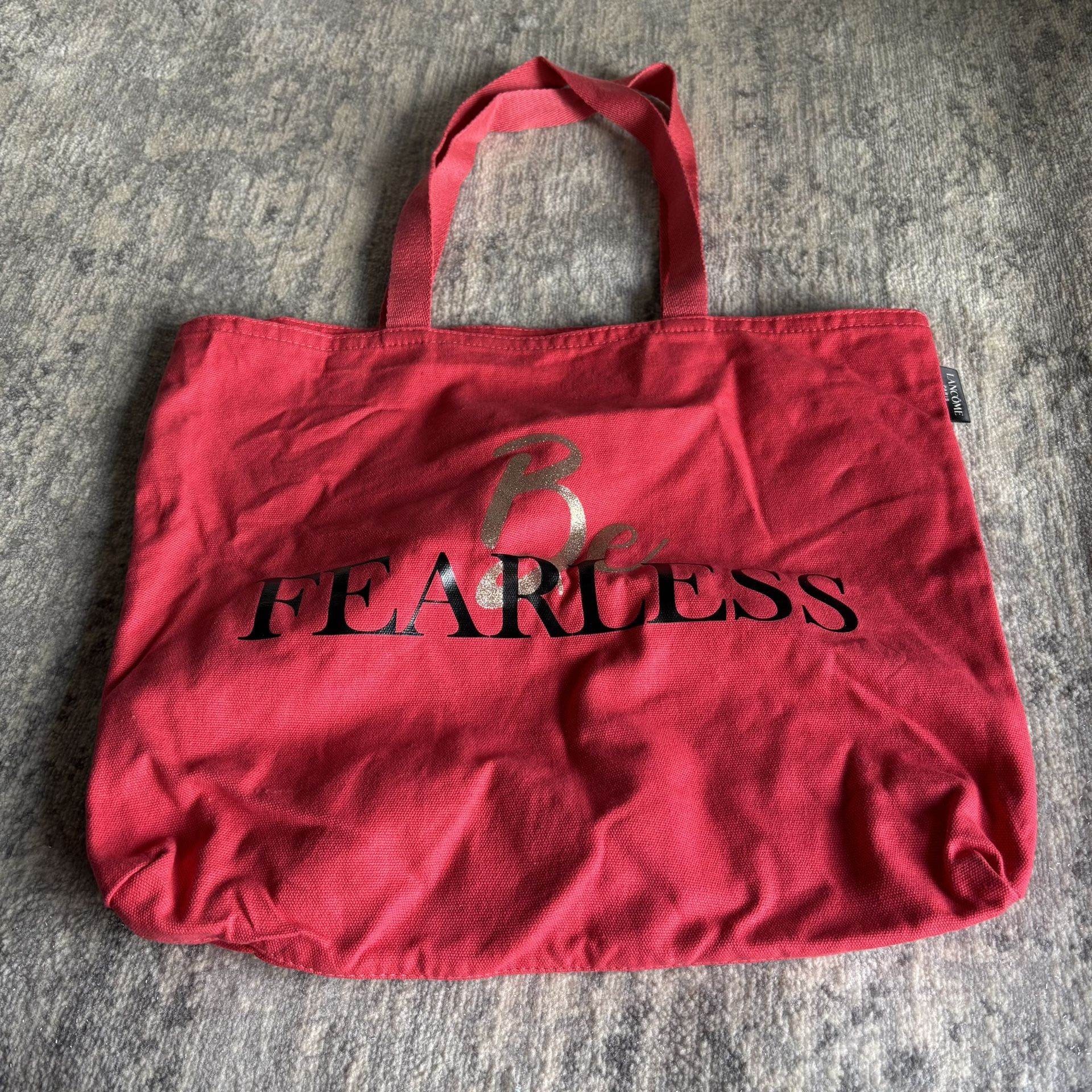 Lancome Summer Tote Canvas Large Beach Bag in Dark Red