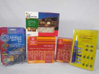 Lot of Christmas Lights Icicle Light Set Repair Kit/Clips Shingle Gutter Clips
