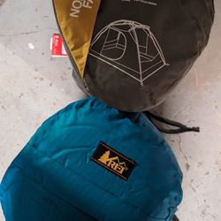 NorthFace Storm break 3 Tent & REI Sleeping Bag 