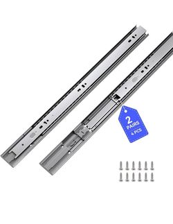 LONTAN 2 Pairs Soft Close Drawer Slides 22 Inch Heavy Duty Cabinet Rails 100lb Capacity 1.2mm Thickened Cold Rolled Steel;Smooth Ball Bearing Glides;