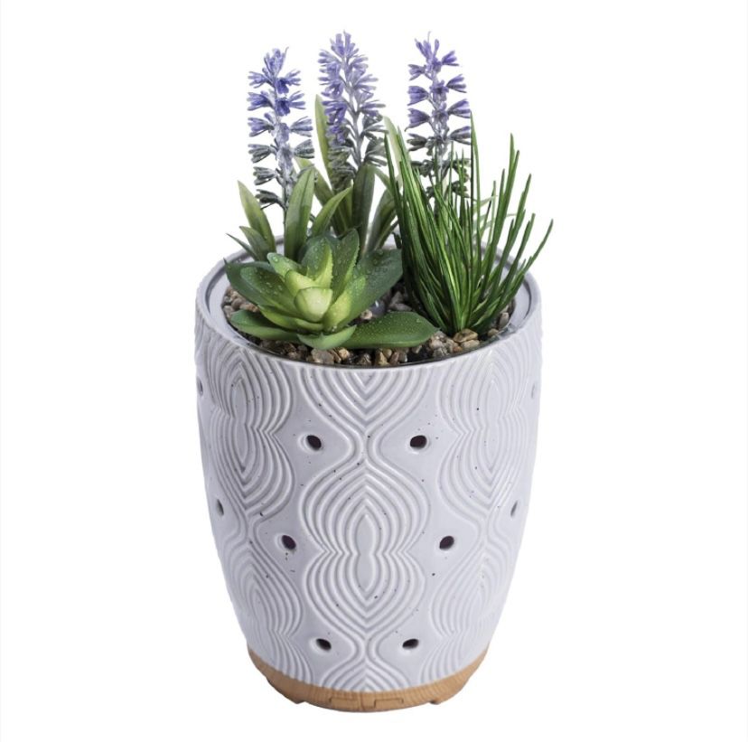 Artificial Succulent Plants Potted Diffusers for Essential Oils with 7 Colors LED Light,Ceramic Cool Mist Super Quiet Aromatherapy Diffuser for Home