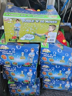 Lot of 7 Toddler Kids "BUBBLE 'N GO" Bubble Blowing Lawn Mower Yard Toy