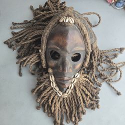 Dan Tribe Dance Mask Cowries & Rope African