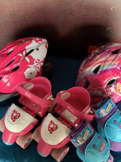 Skates helmets knee and elbow pads