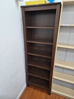 Tall Dark Brown Bookcase with 6 Shelves