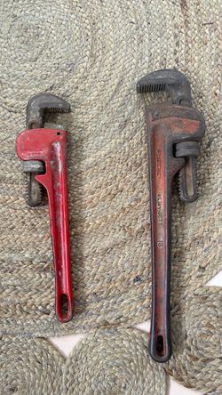 Vintage RIDGID Heavy Duty Cast Iron Pipe Wrench Lot - 14" & 18" USA Made $20 for both