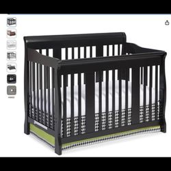 Black 4-in-1 Convertible Crib Toddler Bed with Eco-Friendlier Crib Mattress.