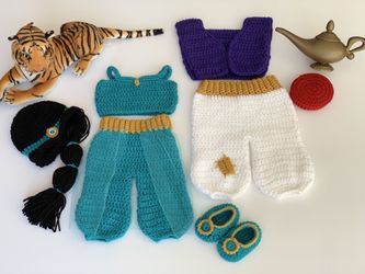 Inspired in Disney aladdin crochet handmade baby outfit, princess jasmine