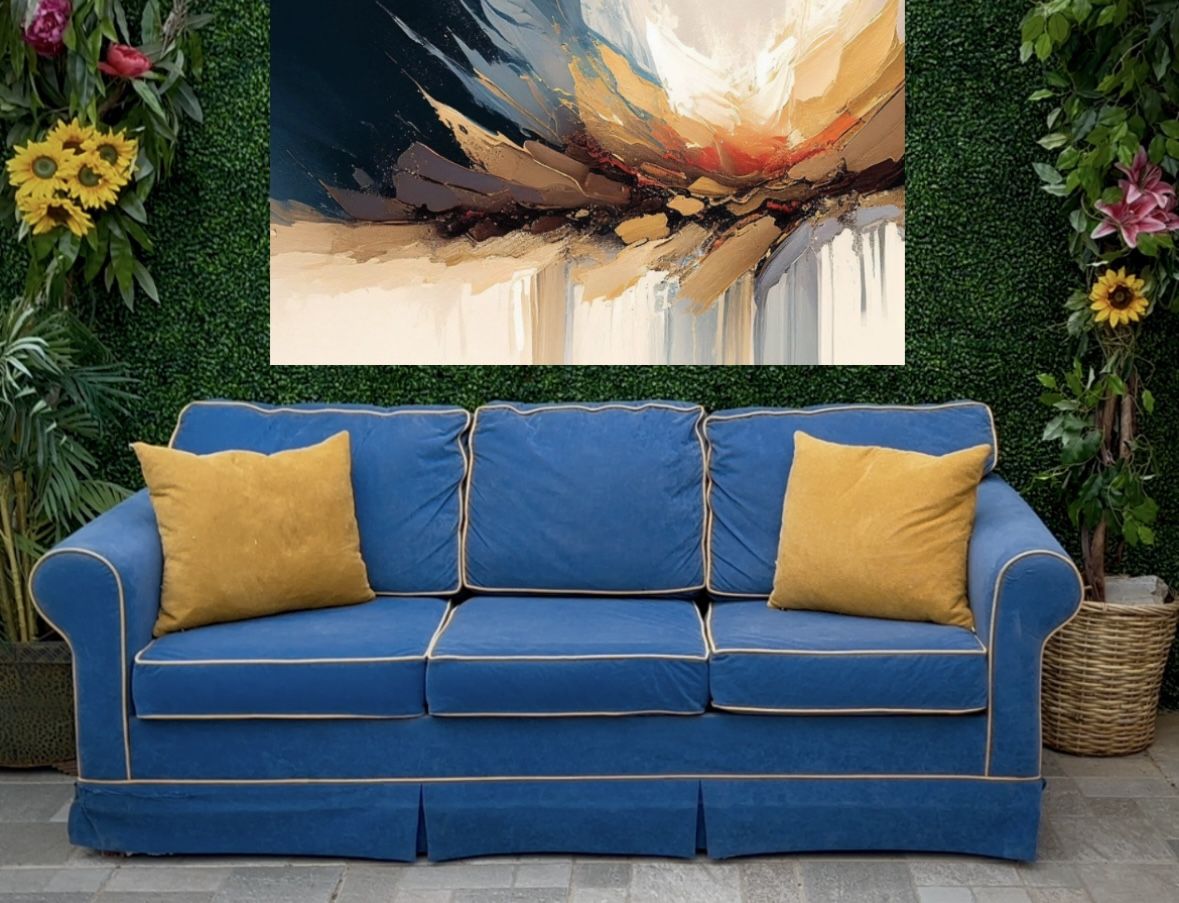 (Free Delivery 🚚) Blue Aqua Sleeper Couch 🛋️