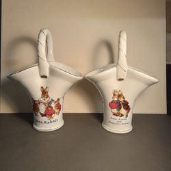 Two Vintage The World of Betrix Potter Ceramic Baskets / Vases