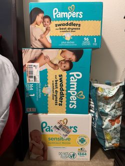 Pampers Swaddlers Size 1 Diapers and Wipes Bundle