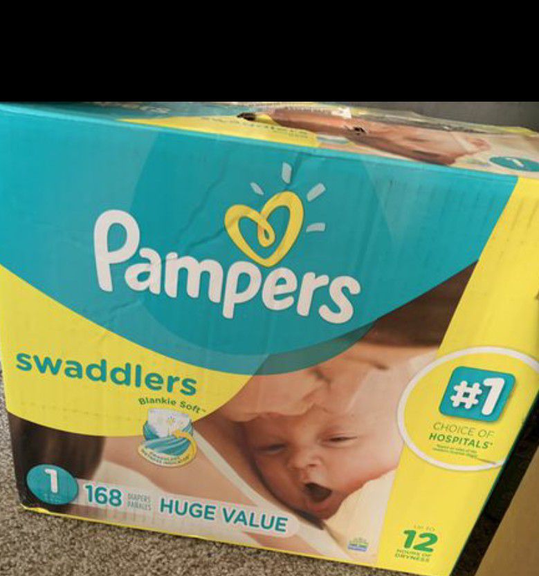 Pampers Swaddlers size #1 (168 Count) Priority to soonest pick up Only, No Holds Lower offer will ignored