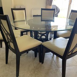 Round Glass Dining Table (6 Chairs)