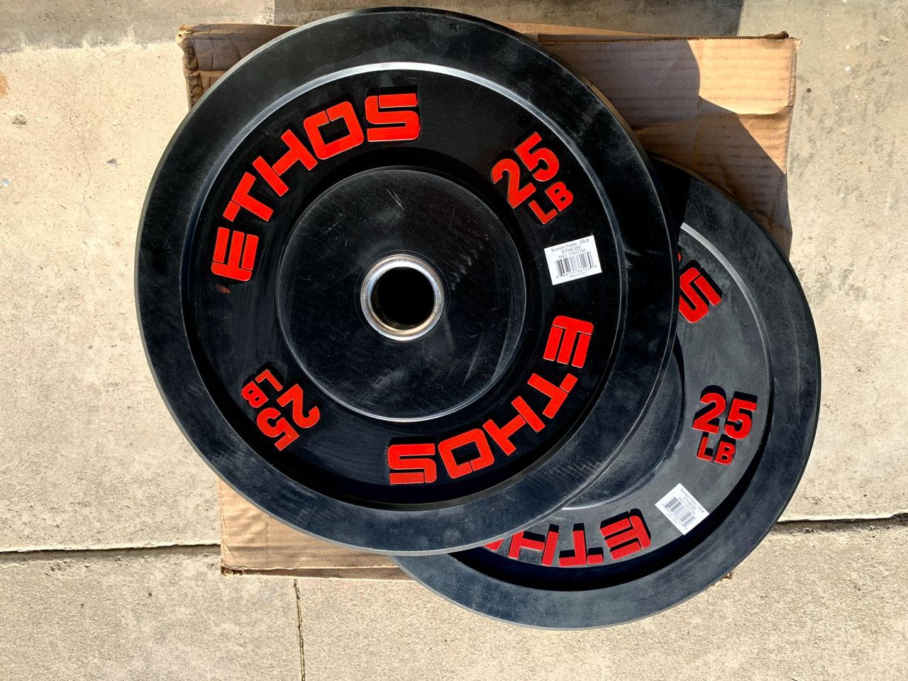 Ethos Bumper Plates Olympic Weights 25 lbs pair, 50 lbs total PRICE FIRM