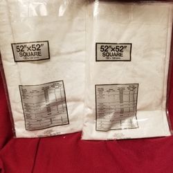 2 New 52 X 52 White Flannel Back Tablecloths 