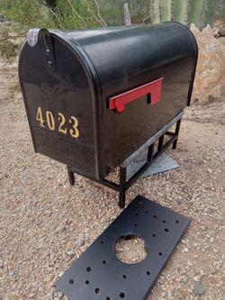 Large Black Metal Mailbox with mounting plate