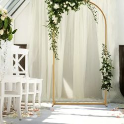 Metal Arch Backdrop Stand 6FT Gold Wedding Balloon Arched Backdrop Stand Square Arch Frame for Birthday Party Bridal Baby Shower Ceremony Decoration