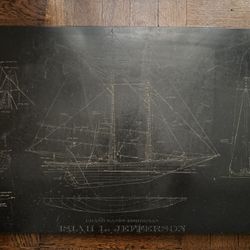 Vintage Boat Etching On Stone By Isiah L. Jefferson Art / Home Decor
