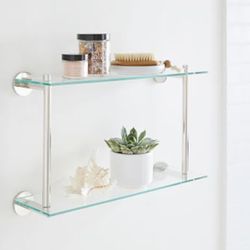 West Elm Double Glass Bathroom Shelf 