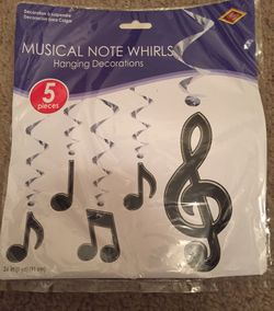 Musical Note Whirls Hanging Decorations (5/Pkg)