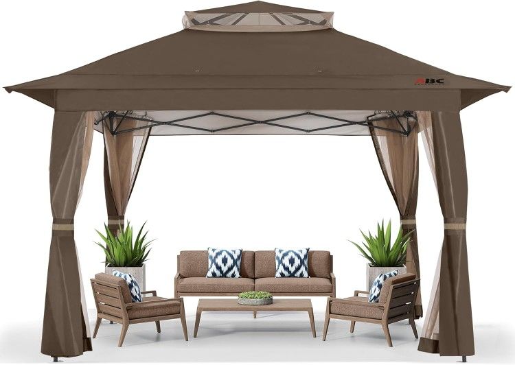 Brand new! 13x13 Pop Up Gazebo, Outdoor Canopy Tent, Instant Screened Shelter with Mosquito Netting