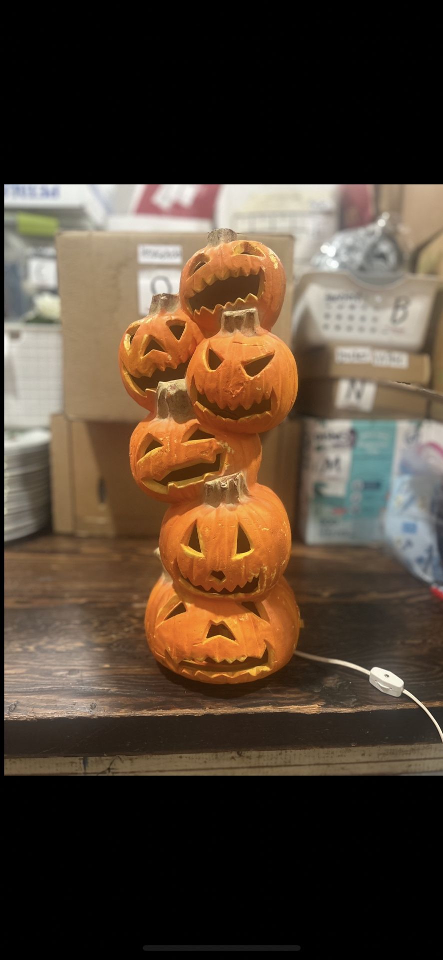 VTG 1993 Trendmasters 6 Jack O'Lantern Stacking Tower Pumpkins Light Up WORKS