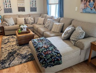 Large Sectional Sofa with Decorative Pillows