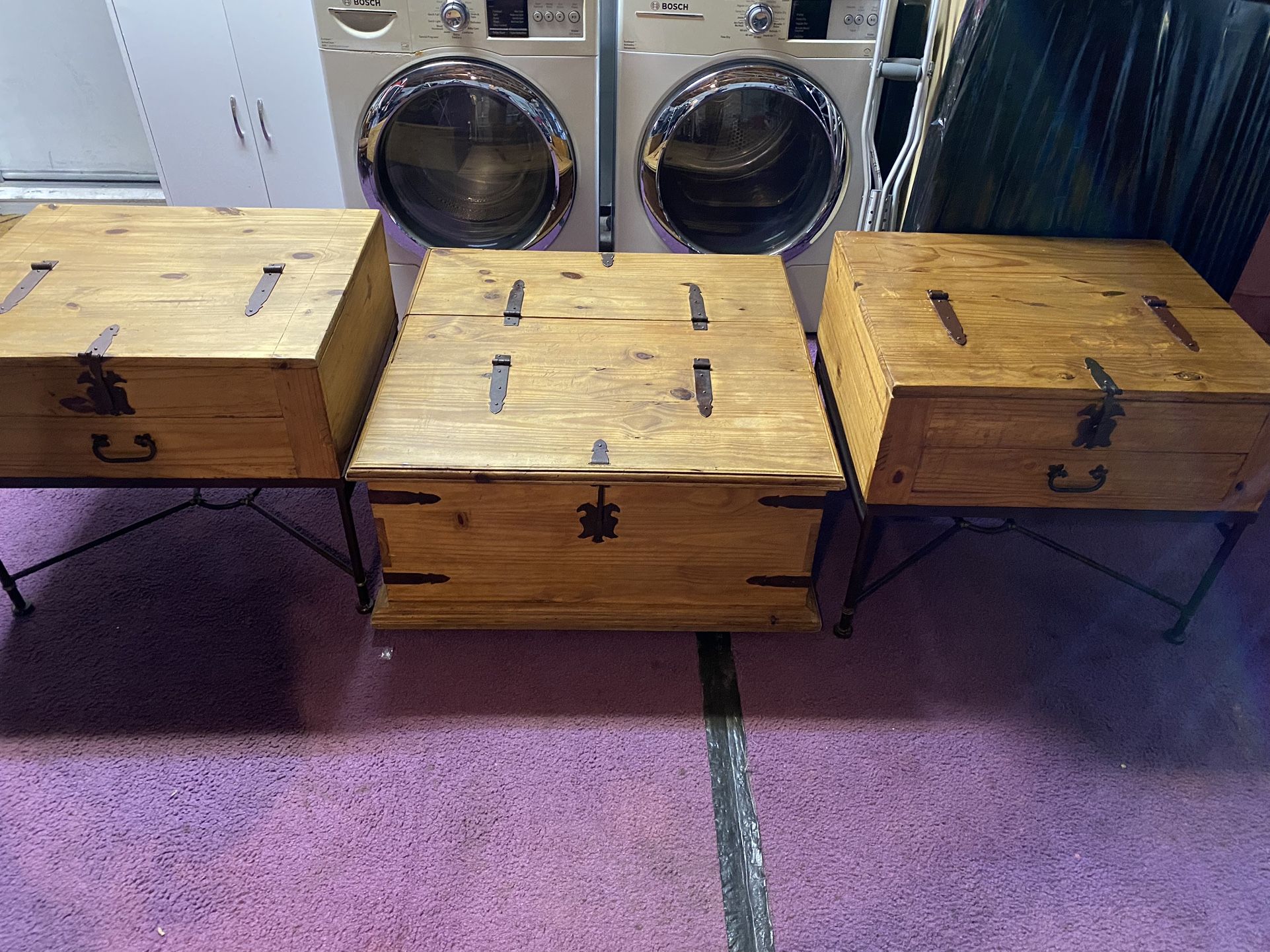 Set Of 3 Rustic Tables