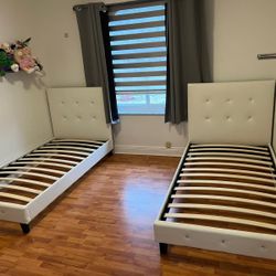 Bed Frame White Twin Size New 