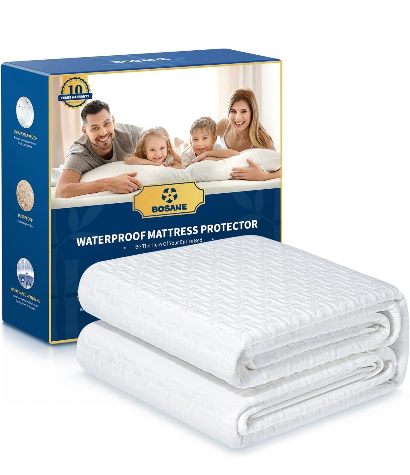 New 100% Waterproof Queen Mattress Protector Breathable Cooling 3D Air Fabric Mattress Cover