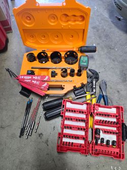 Mixed Tool Lot – Hole Saw Kit, Milwaukee, Klein Tools