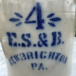 4 Gallon New Brighton Stoneware Jug Rare