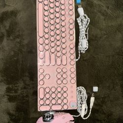 Pink Keyboard Mouse Set 
