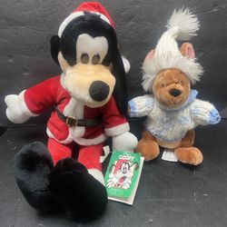 Christmas Goofy And Pooh Plush Toys 