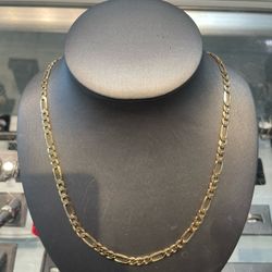 14k Yellow Gold Figaro Link Chain 23.5” Long 