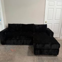 Black Corduroy Sectional