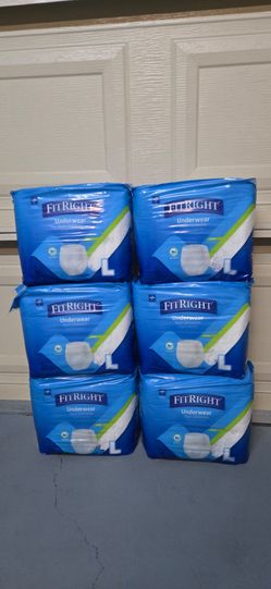 FitRight Underwear Adult Diapers Pull-ups Size Large.  Total 6 packages for $20.