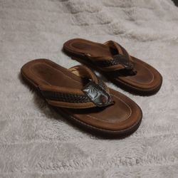 Jamaica Jaxx Sandals Flip Flops Mens Medium Size 8 - 9 Brown Leather 