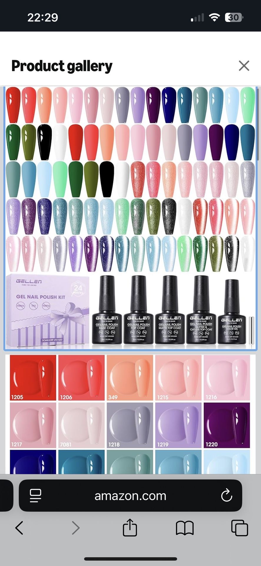 GELLEN 24pcs Gel Polish Set, 20 Colors UV Gel Nail Polish Red Blue Green Hema TMPTA TPO 3-free with Base Coat and Glossy Matte Cateye Top Coat, All Se
