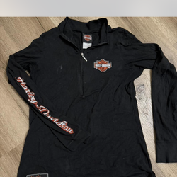 Harley Davidson black quarter zip long sleeve shirt