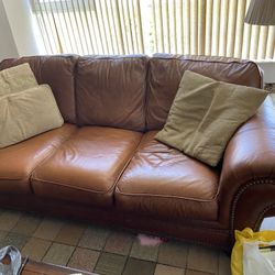 Leather Couch / Arm Chair W/ Ottoman   